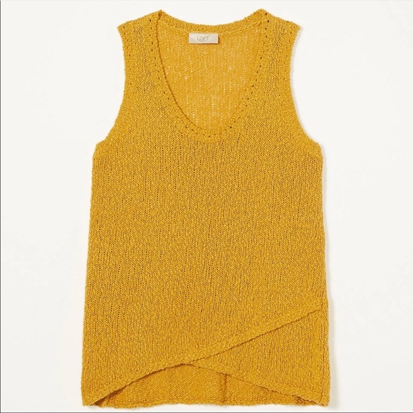 LOFT mustard yellow lightweight sweater vest - Picture 1 of 5